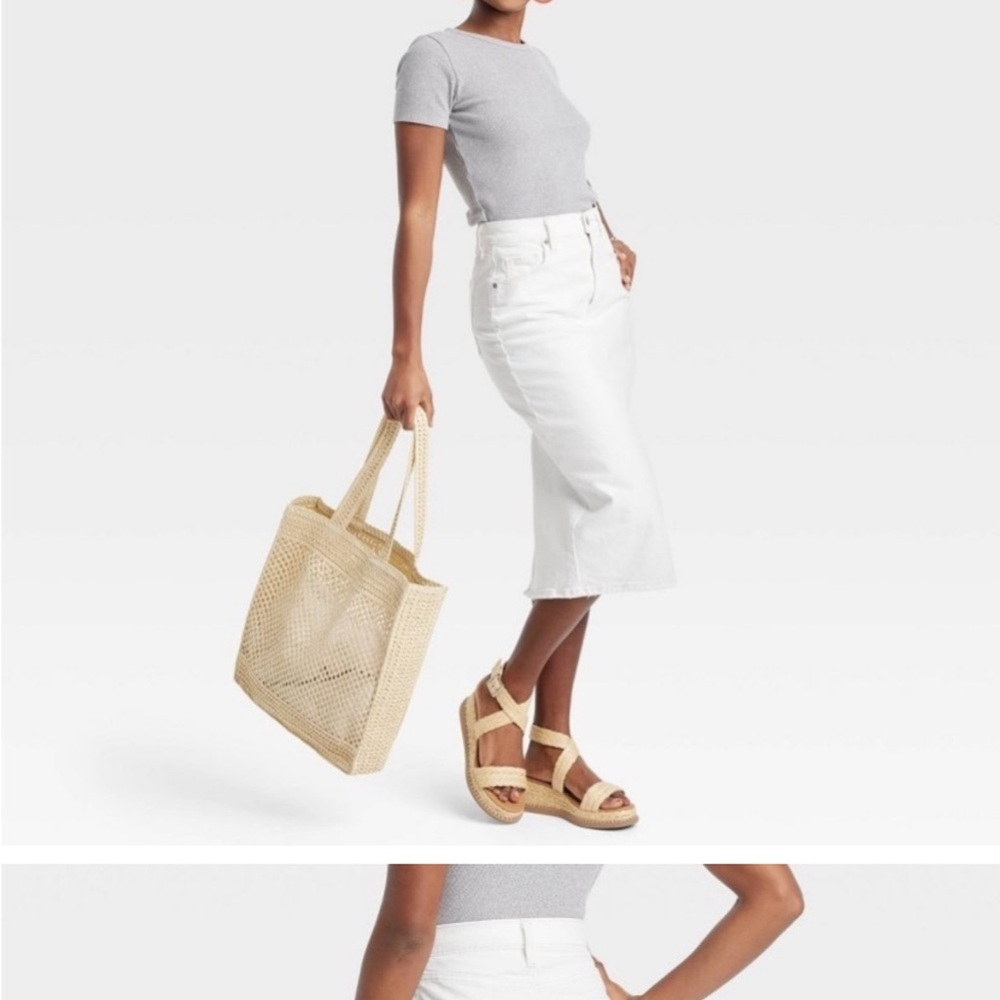 Women's High-Rise Denim Midi Skirt -
Universal Thread™ White new